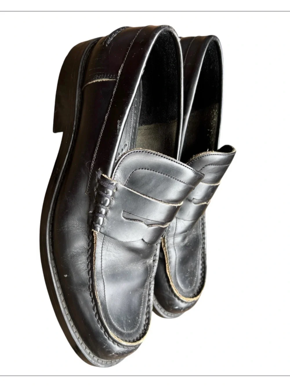 G.H. Bass Nobel Black Leather Penny Loafers Slip-On Dress Shoes 9.5M Preppy